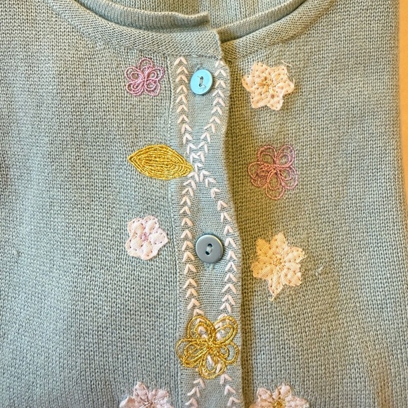 Woolrich Mint Green 3/4 Length Sleeves Floral Embroidered Button Up Medium - Picture 4 of 10